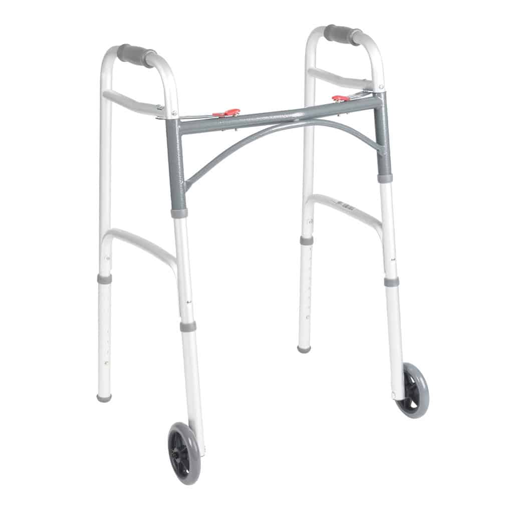 Folding Two Button Release Bariatric Walker With 5 Wheels